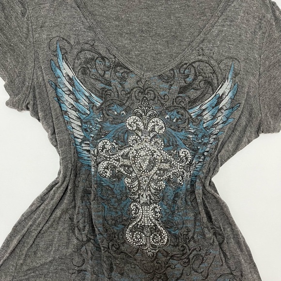 Warehouse One - grunge rhinestone y2k tee - size XL - Picture 4 of 8